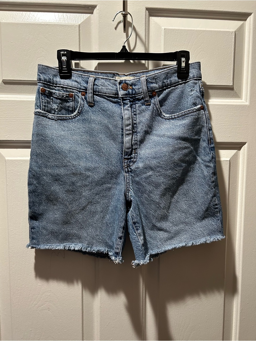 Madewell High Rise Mid Length Cutoff Denim Shorts in Lawndale Wash Size 29